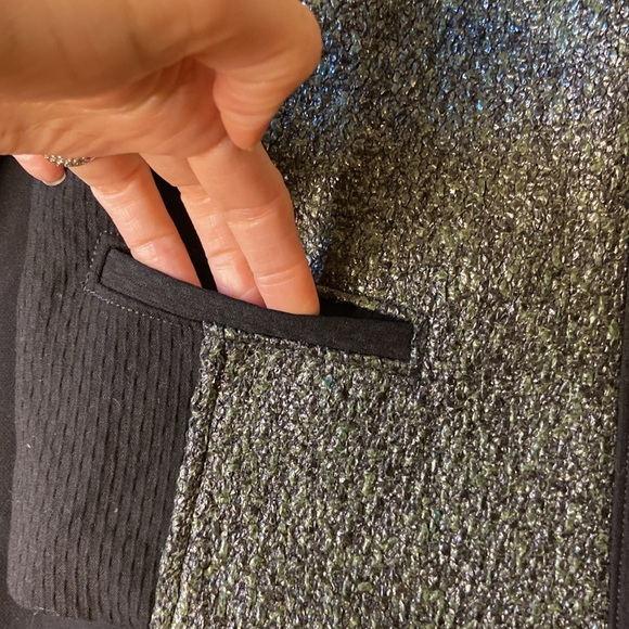 CAbi #3036 Media Tweed Green & Black Snap Button Jacket M - Picture 10 of 15